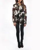Abstract Tie Front Blouse