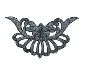Designer Motif Flower Collar Neckpiece - Gunmetal Sequins - Moonlight Beads 16”x 8”