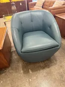 Blue Top Grain Leather Chair — At Hom