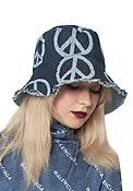 Denim Frayed Edge Peace Sign Bucket Hat — IDIL VICE Fashion