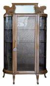 Antique American Quarter-Sawn Oak Curved Glass China Cabinet, 64.75"H, PA7048