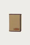CANVAS WITH LEATHER TRIM TRIFOLD WALLET