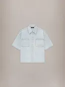 AMIRI 3D SHORT SLEEVE SNAP SHIRT - Light Indigo
