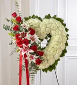 ALWAYS REMEMBER  FLORAL HEART TRIBUTE - RED ROSE &