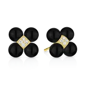 Black Onyx Sequence Stud Earrings