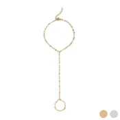 18K Gold PVD Stainless Steel Smooth Lip Hand Chain: Gold