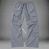 Baruda - Flare Nylon Cargo Pants - Grey - 404FS