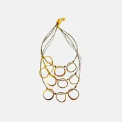 3 Layered Linen Golden Circles Necklace