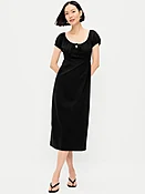 Short-Sleeve Scoop-Neck Midi Dress