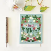 Best Mom Strawberries Greeting Card - Folk Meadow Studio