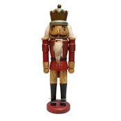 14" Wooden Nutcracker Vintage King - Woodgrain Painted