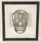 WOOD AND METAL SUGAR SKULL DECOR