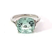 Aquamarine Natural Genuine Gemstone 14 Kt White Gold Lady's Ring RFK558