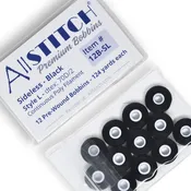 12 Bobbins - AllStitch Sideless Machine Embroidery Bobbins Style L - Black