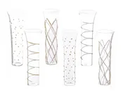 Abigails Razzle Dazzle Champagne Flutes with Gold Accents, Set of 6