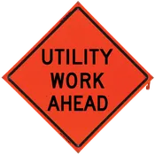 Bone Roll-Up "UTILITY WORK AHEAD" Sign – Vinyl, Non-Reflective