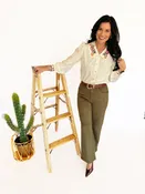 Davie embroidered horse shoe Peter Pan collar blouse