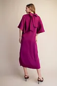 After Work Flowy Satin Tie Back Midi Dress