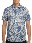 Floral Print Linen Cotton Short Sleeve Shirt