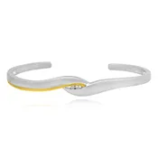 0.04 ct. Diamond 18K Yellow Gold & Silver Open Cuff Bracelet