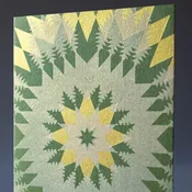 Blazing Star, Metallic Golds on Green Letterpress Cards, Package of Six (6)