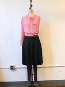 Nineties ANNA Black Silk Dot Skirt with Buttons — ANNA