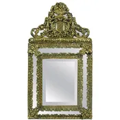 19th Century French Brass Small Pillow Mirror