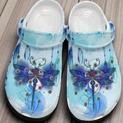 Blue Dragonfly Watercolor Crocs – Boho Nature Spirit Shoes