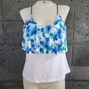 Hawaiian Blue Flounce Front Tankini