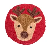 10in. Reindeer Hooked Round Mini Pillow
