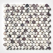 Calacatta Viola Honed Penny Round Marble Mosaics 11 1/4x11 3/4