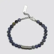 6mm Lapis + Steel Beaded Bracelet