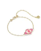 Abbie Medallion Gold Delicate Chain Bracelet in Hot Pink Mix