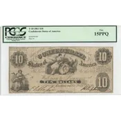 1861 $10 Confederate States of America, PCGS 15 PPQ, T-10 — Sam Sloat Coins