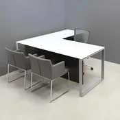 Aspen L-Shape Executive Desk With Tempered Glass Top