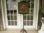 Victorian Eastlake fire screen tapestry 64 inches tall