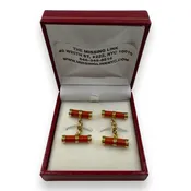 18k Gold and Coral Double-Sided Chain Link Cufflinks
