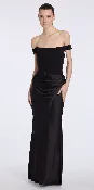 Crepe Off the Shoulder Corset Satin Column Dress