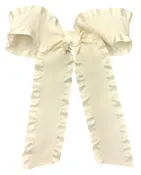 Beyond Creations Double Ruffle Tail Bow Large Antique White