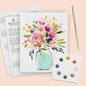 All-In-One Beginner Watercolor Paint Set - Jar of Flowers