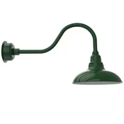 12" Dahlia LED Barn Light with Contemporary Arm in Vintage Green