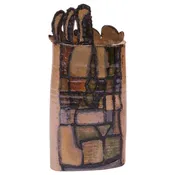 1976 Studio Stoneware Abstract Vase Signed Pollack