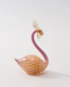 1950s Venetian Gold & Pink Bullicante Swan