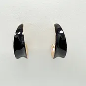 Adalee - Enamel Hoop Earrings (Black)
