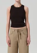 Isabel Rib Tank in Chocolate