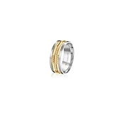 14K White Gold 14K Yellow Gold Gold Plated Engraved Wedding Band 8.0mm