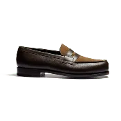 180 Loafer [Men Dark brown grained calfskin & tabacco suede calfskin & terre d'ombre boxcalf]