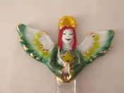 Angel Ornament – Red Hair, Green Wings