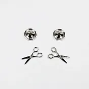Button & Scissors Earring Set of 2 Silver