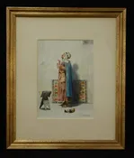 E Torrini (19thC  Italian) Watercolor Painting Ottoman Moroccan Prayer Rehal 7988